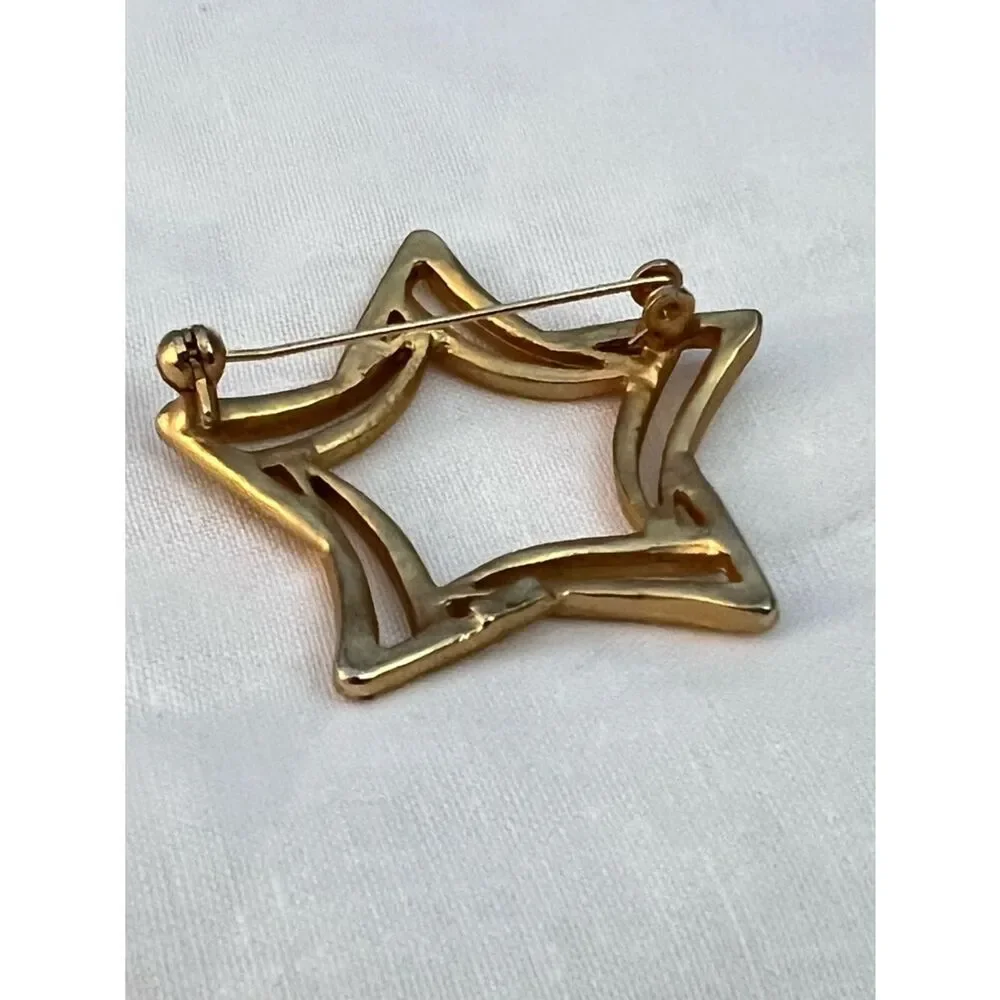 Vintage Gold Tone Abstract Star Minimalist Celestial Geometric Pin Brooch